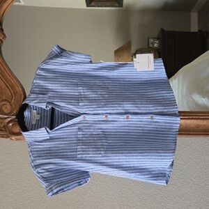 Beachlunchlounge NWT  Blue and White Striped Button Down Shirt